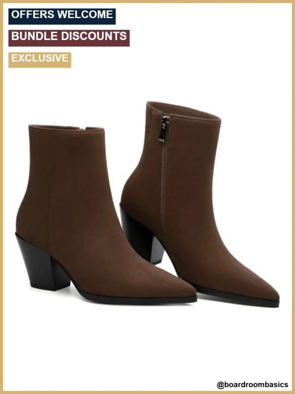 Women's Ankle Boots Chunky Low Heel Pointed Toe Side Zipper Fall Winter Dress